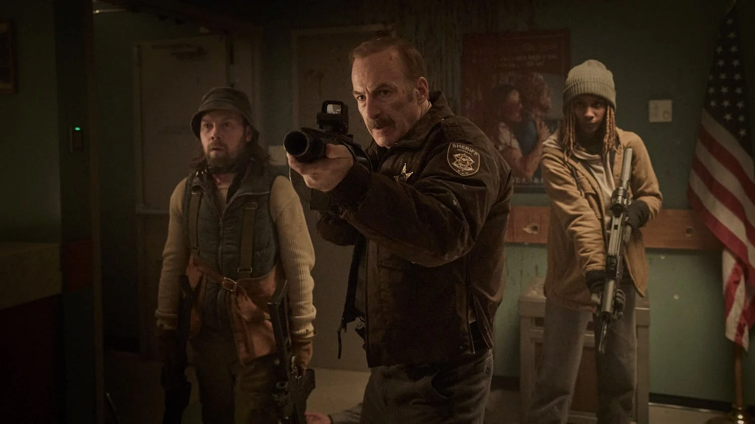 Brendan Fletcher, Bob Odenkirk and Reena Jolly in NORMAL, a Magnolia Pictures release. Photo courtesy of Magnolia Pictures.